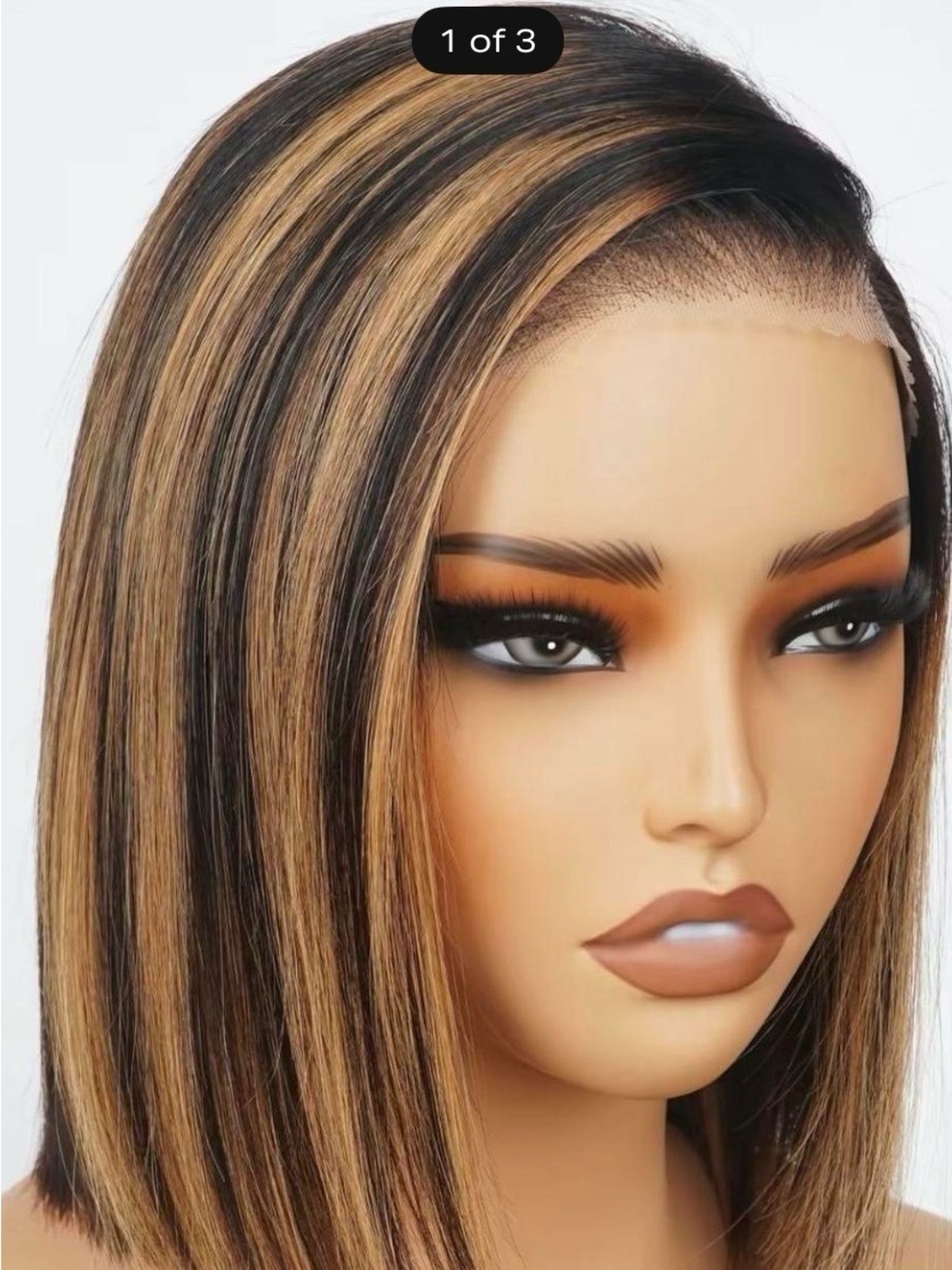 Straight Bob Lace Front Wig with Honey Blonde Highlights